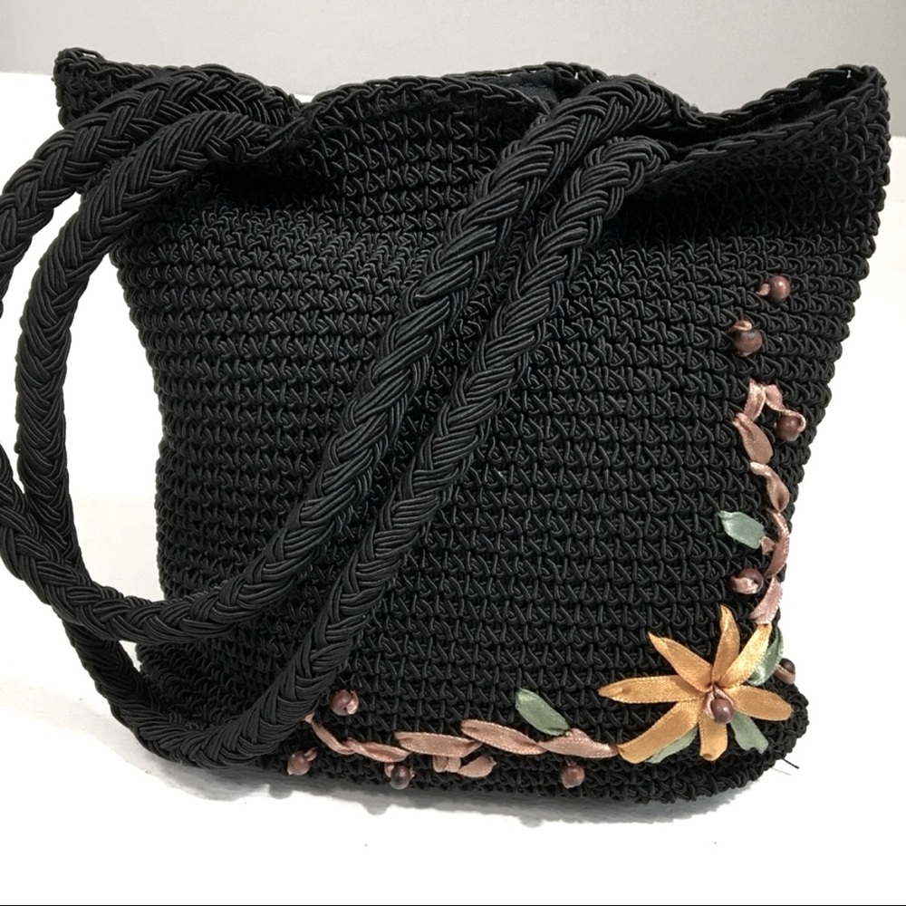 Beaded Floral‎ Ribbon Crochet Small Purse